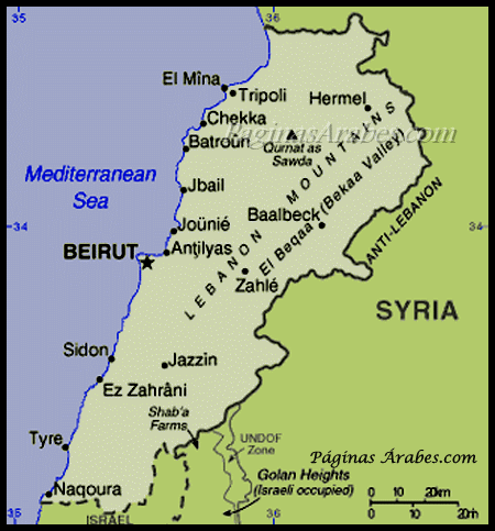 Líbano mapa