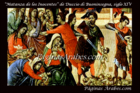 Detalle de la “Matanza de los Inocentes” de Duccio di Buoninsegna, siglo XIV.