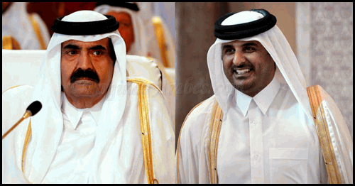 El emir Hamad bin Jalifa al Thani, junto al heredero. | ©Afp