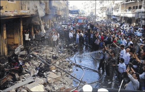 Explosión.Un edificio destruído por coche bomba en la ciudad de Jaramana,muy próxima a la capital Damasco ©ap